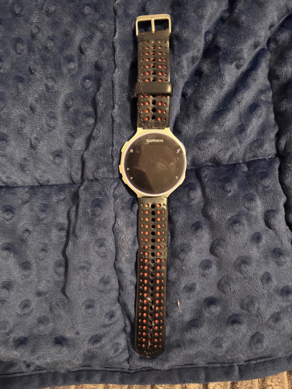 Garmin 230 Black & Red Sport Smartwatch w/ Perforated Band & heart monitor band